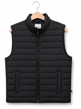 GAP ColdControl‎ Black Puffer Vest Mens Large Lightweight Quilted Zip Jacket